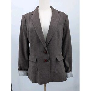 Banana Republic Wool Blend Blazer Jacket Size 14 Stretch Collegiate Professional